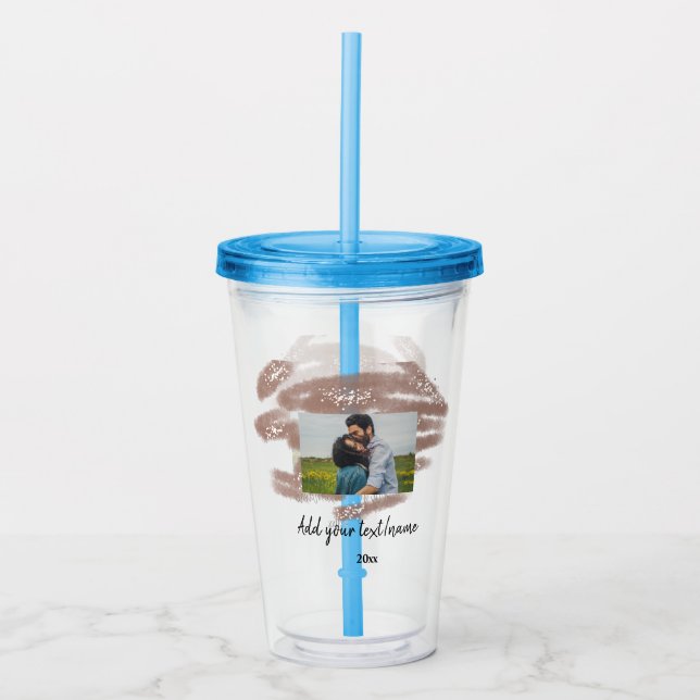 simple minimal customized name monogram text throw acrylic tumbler (Front)