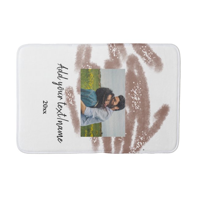 simple minimal customized name monogram text throw bath mat (Front)