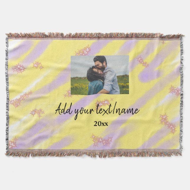 simple minimal customized name monogram text throw blanket (Front)