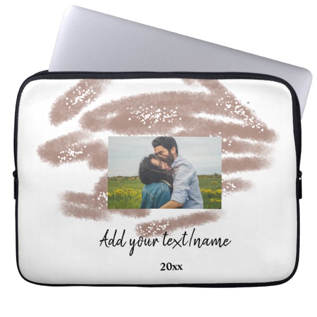 simple minimal customized name monogram text throw laptop sleeve (Front)