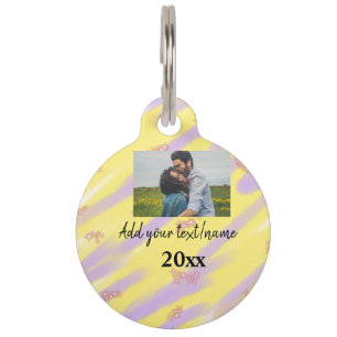 simple minimal customized name monogram text throw pet tag