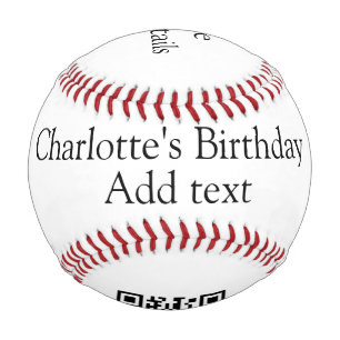 Simple minimal cute baby kids Add QR birthday Baseball