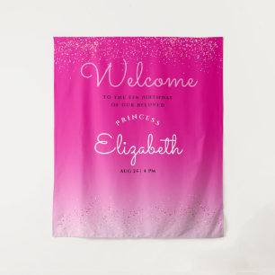 Simple Minimal Cute Girly Pink White Calligraphy Tapestry