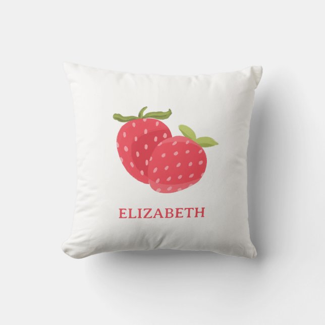 Simple Minimal Cute Strawberry Throw Pillow (Front)