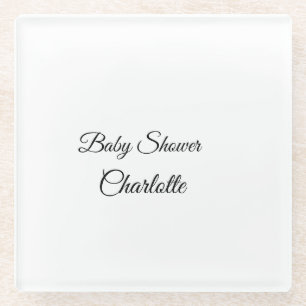 SIMPLE MINIMAL.CUTIE ADD NAME BABY baby shower Thr Glass Coaster