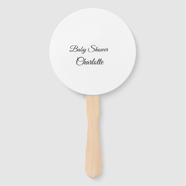 SIMPLE MINIMAL.CUTIE ADD NAME BABY baby shower Thr Hand Fan (Front)