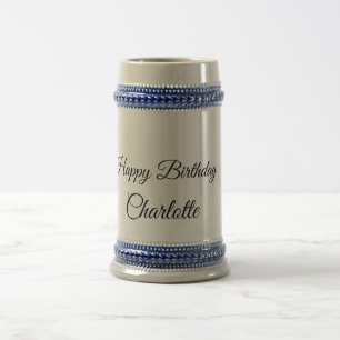 SIMPLE MINIMAL.CUTIE ADD NAME BABY happy birthday Beer Stein