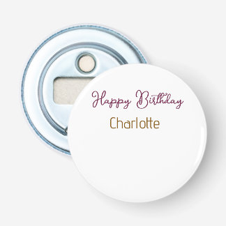 SIMPLE MINIMAL.CUTIE ADD NAME BABY happy birthday  Bottle Opener