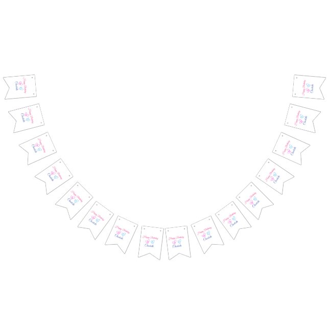 SIMPLE MINIMAL.CUTIE ADD NAME BABY happy birthday  Bunting Flags (All)