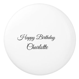 SIMPLE MINIMAL.CUTIE ADD NAME BABY happy birthday Ceramic Knob