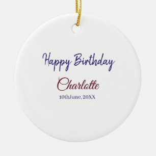 SIMPLE MINIMAL.CUTIE ADD NAME BABY happy birthday Ceramic Ornament