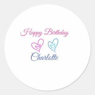 SIMPLE MINIMAL.CUTIE ADD NAME BABY happy birthday Classic Round Sticker
