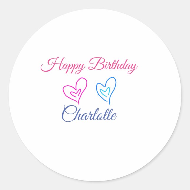 SIMPLE MINIMAL.CUTIE ADD NAME BABY happy birthday  Classic Round Sticker (Front)