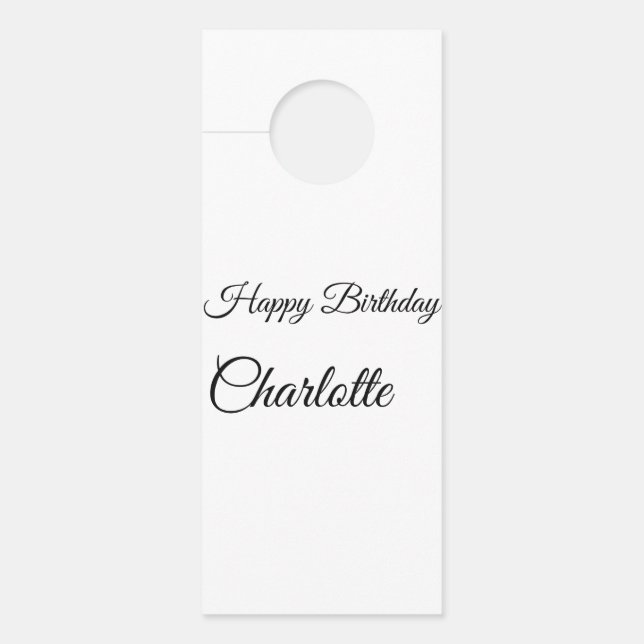 SIMPLE MINIMAL.CUTIE ADD NAME BABY happy birthday  Door Hanger (Front)