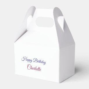 SIMPLE MINIMAL.CUTIE ADD NAME BABY happy birthday Favor Box