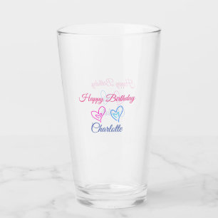 SIMPLE MINIMAL.CUTIE ADD NAME BABY happy birthday  Glass