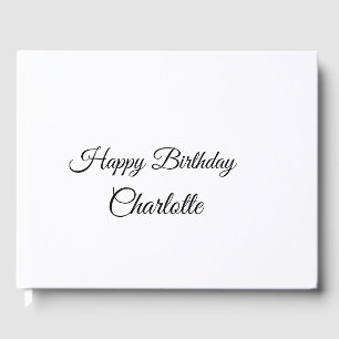SIMPLE MINIMAL.CUTIE ADD NAME BABY happy birthday  Guest Book