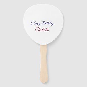 SIMPLE MINIMAL.CUTIE ADD NAME BABY happy birthday  Hand Fan