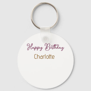 SIMPLE MINIMAL.CUTIE ADD NAME BABY happy birthday Keychain