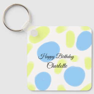SIMPLE MINIMAL.CUTIE ADD NAME BABY happy birthday  Keychain
