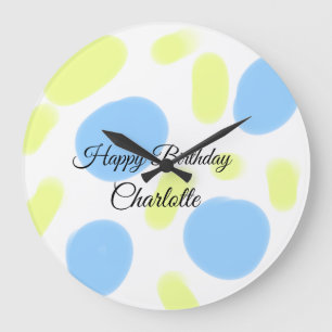 SIMPLE MINIMAL.CUTIE ADD NAME BABY happy birthday Large Clock