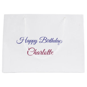 SIMPLE MINIMAL.CUTIE ADD NAME BABY happy birthday  Large Gift Bag