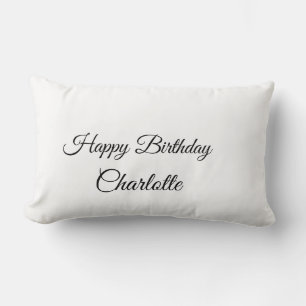 SIMPLE MINIMAL.CUTIE ADD NAME BABY happy birthday Lumbar Pillow