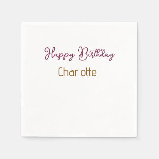SIMPLE MINIMAL.CUTIE ADD NAME BABY happy birthday  Napkin