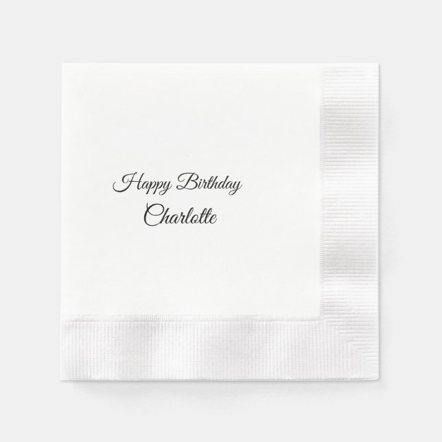 SIMPLE MINIMAL.CUTIE ADD NAME BABY happy birthday  Napkin (Front)