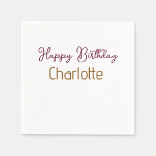 SIMPLE MINIMAL.CUTIE ADD NAME BABY happy birthday Napkin