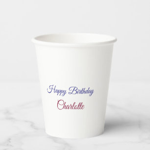 SIMPLE MINIMAL.CUTIE ADD NAME BABY happy birthday  Paper Cups