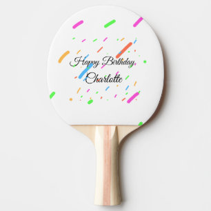 SIMPLE MINIMAL.CUTIE ADD NAME BABY happy birthday  Ping Pong Paddle
