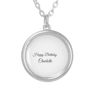 SIMPLE MINIMAL.CUTIE ADD NAME BABY happy birthday  Silver Plated Necklace
