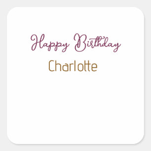 SIMPLE MINIMAL.CUTIE ADD NAME BABY happy birthday Square Sticker