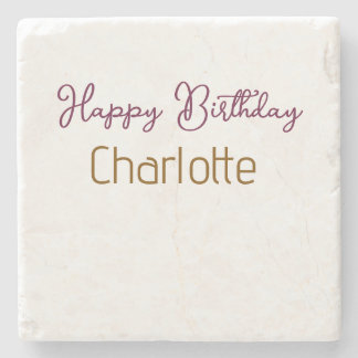SIMPLE MINIMAL.CUTIE ADD NAME BABY happy birthday  Stone Coaster