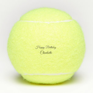 SIMPLE MINIMAL.CUTIE ADD NAME BABY happy birthday  Tennis Balls