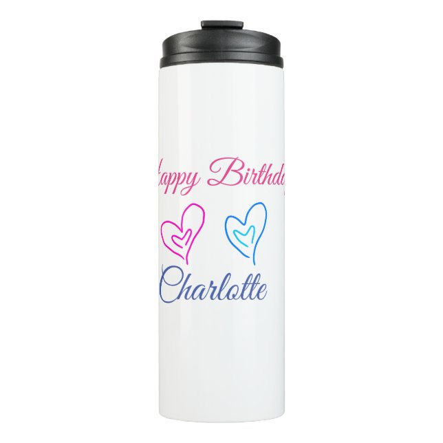 SIMPLE MINIMAL.CUTIE ADD NAME BABY happy birthday  Thermal Tumbler (Front)