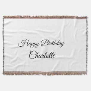 SIMPLE MINIMAL.CUTIE ADD NAME BABY happy birthday Throw Blanket