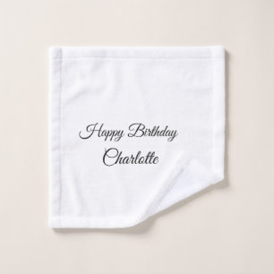 SIMPLE MINIMAL.CUTIE ADD NAME BABY happy birthday Wash Cloth