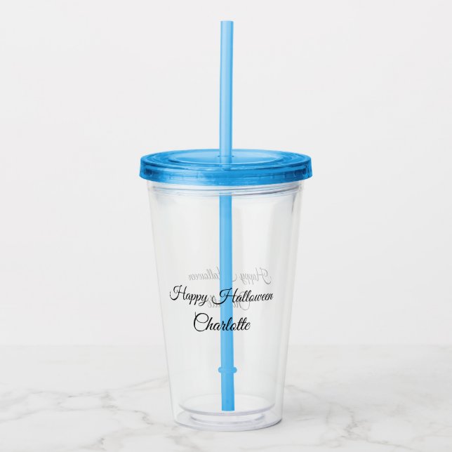 SIMPLE MINIMAL.CUTIE ADD NAME BABY happy Halloween Acrylic Tumbler (Front)