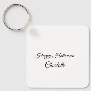 SIMPLE MINIMAL.CUTIE ADD NAME BABY happy Halloween Keychain