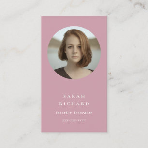 Simple Minimal Dusky Pink Professional Photo Business Card