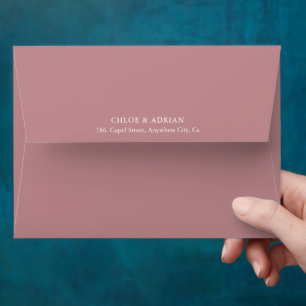 Simple Minimal Dusty Pink Wedding Envelope