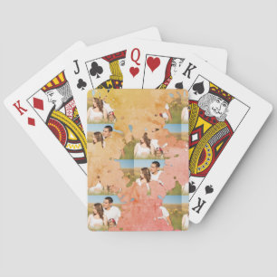 Simple minimal elegant custom circle photo collage playing cards
