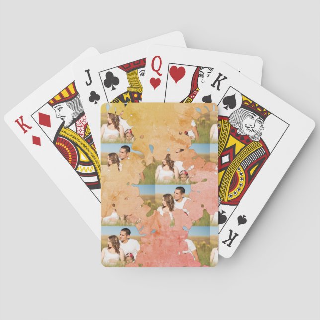 Simple minimal elegant custom circle photo collage playing cards (Back)
