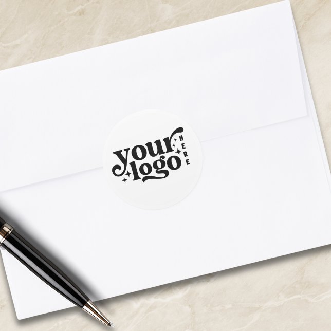 Simple Minimal Elegant Custom Company Logo Here Classic Round Sticker (Creator Uploaded)