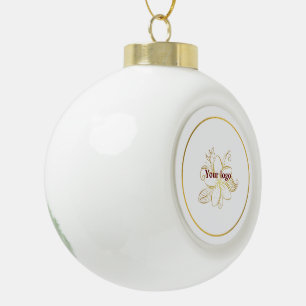 Simple minimal elegant custom logo here company  c ceramic ball christmas ornament