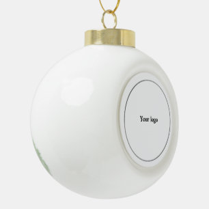 Simple minimal elegant custom logo here company  c ceramic ball christmas ornament