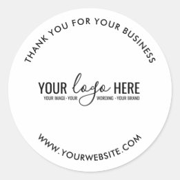 Simple Minimal Elegant Custom Logo Here Company Classic Round Sticker