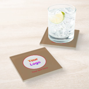 Simple minimal elegant custom logo here company glass coaster